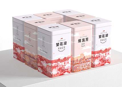 繁花浸茉莉花茶方罐包裝設(shè)計(jì)